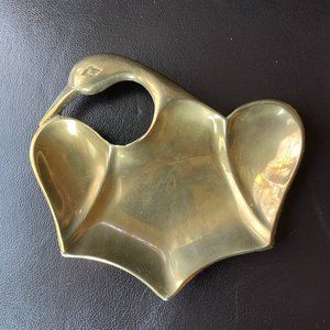 Vintage Brass Swan trinket bowl dish catch all